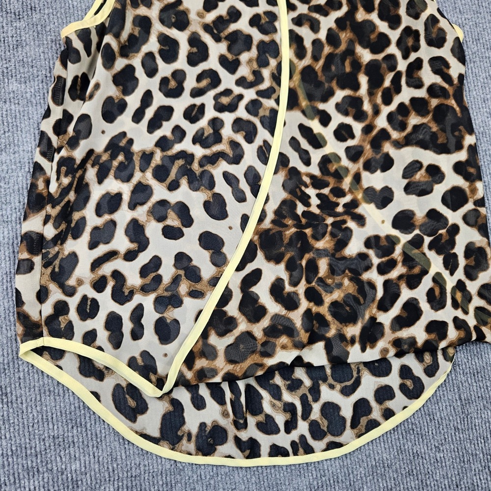 Alfani Petite Women 10P Leopard Print Crossover Sleeveless Blouse Yellow Trim - Picture 4 of 6